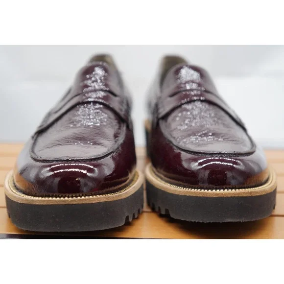 Paul Green Platform Loafers in a wine-colored crinkled patent leather Size 10 - Picture 5 of 12